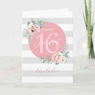 Carte d'anniversaire Sweet 16 Eucalyptus Peonies