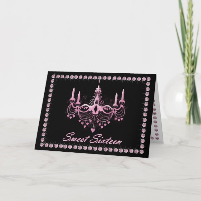 Carte d'anniversaire sweet sixteen avec diamants r (Devant)