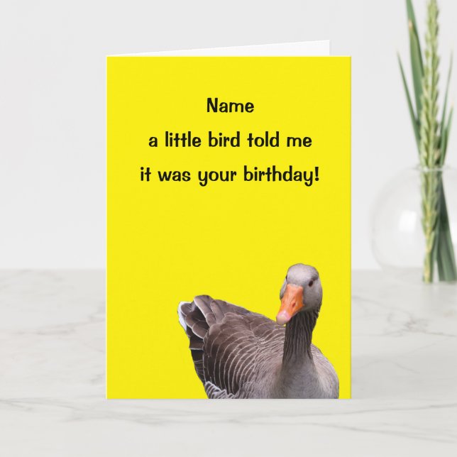 Carte d'Anniversaire Sympa pour le Petit Oiseau (Devant)