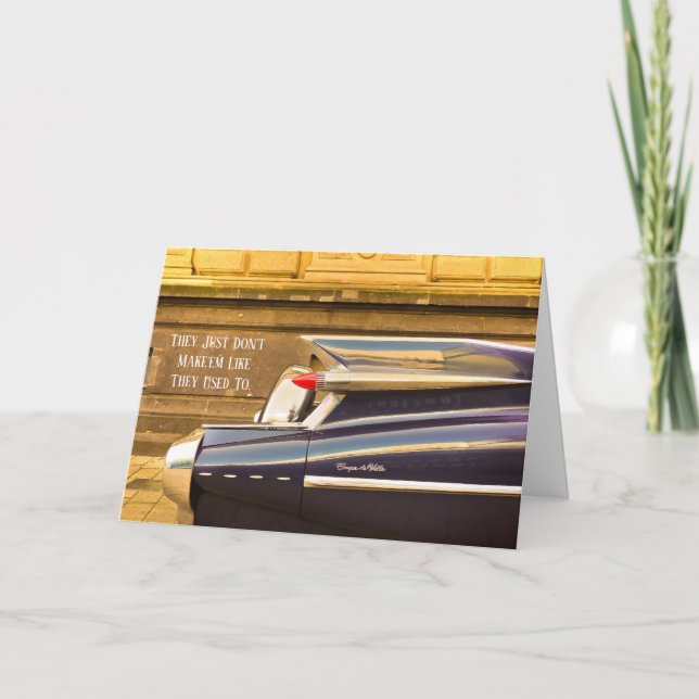 Carte d'anniversaire Tailfin Classic Car Cadillac (Devant)