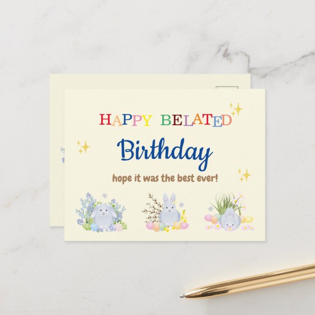 Carte d'anniversaire tardif (Devant/Arrière en situation)