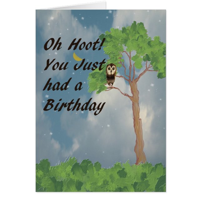 Carte d'anniversaire tardif avec chouette bractée  (Devant)
