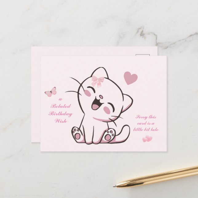 Carte d'anniversaire tardive (Devant/Arrière en situation)