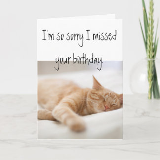 Carte d'anniversaire tardive avec chat