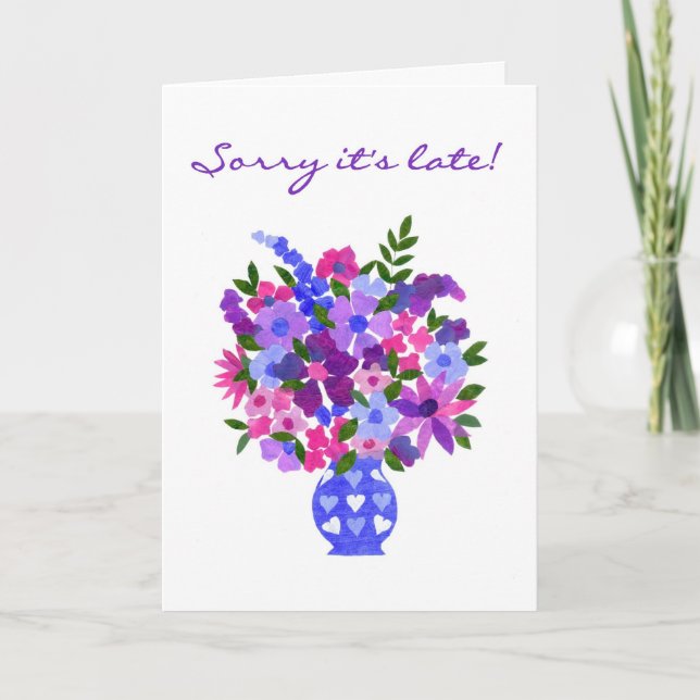 Carte d'anniversaire tardive - flower power (Devant)