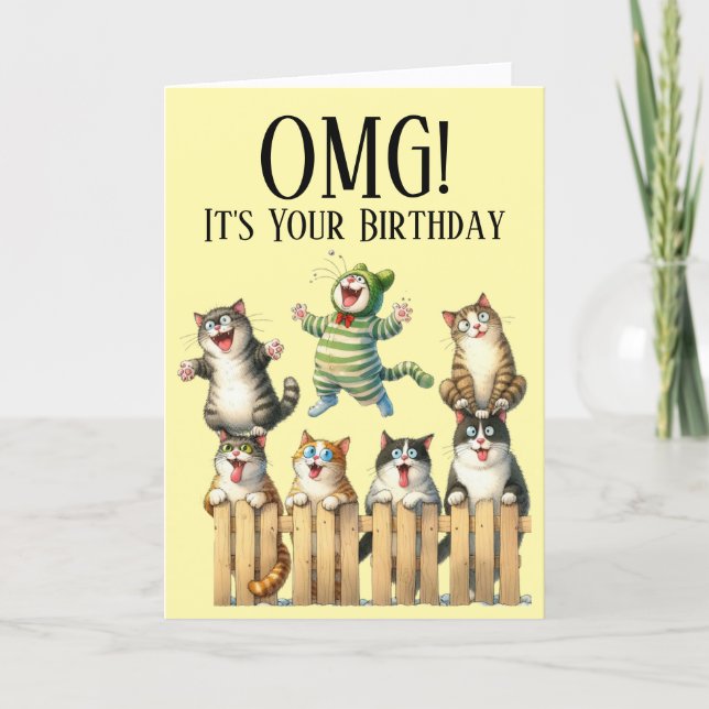 Carte d'anniversaire thème chat mignon (Devant)