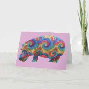 Carte d'anniversaire Tie Dye Hippie Hippopotamus