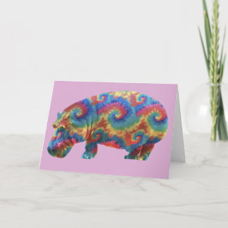 Carte d'anniversaire Tie Dye Hippie Hippopotamus