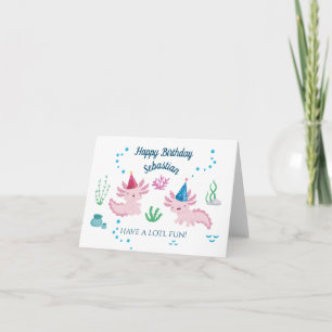 Carte d'anniversaire très heureuse Axolotl blanc