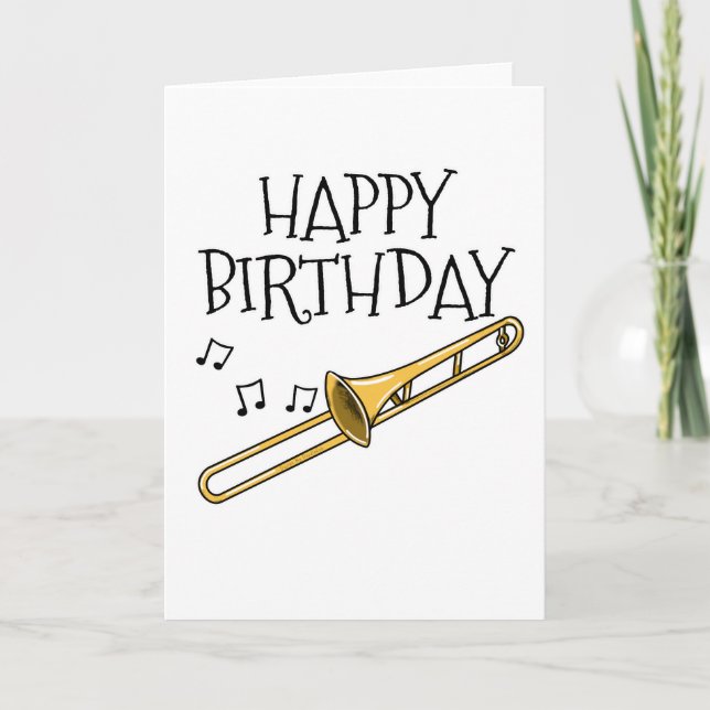 Carte d'anniversaire Trombone Trombonist Brass Mus (Devant)