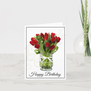 Carte d'anniversaire - Tulipes rouges