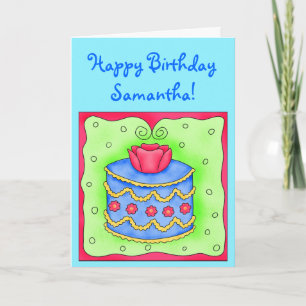 Carte d'anniversaire Turquoise avec Blue Cake