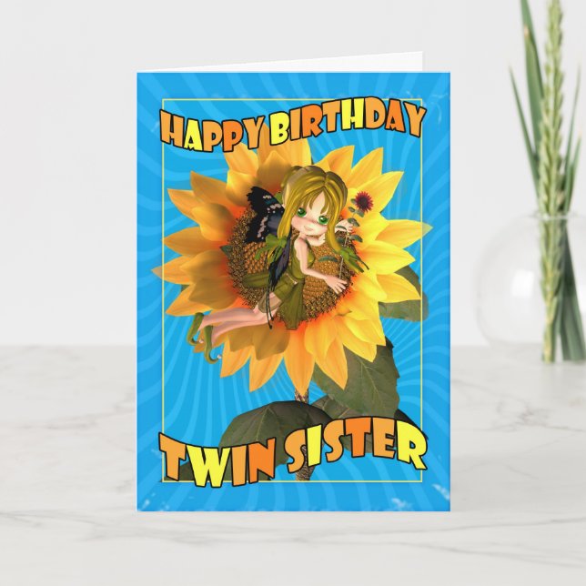 Carte d'anniversaire Twin Sister avec fée Cutie Pi (Devant)