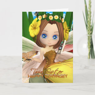 Carte d'anniversaire Twin Sister avec lune mignonn