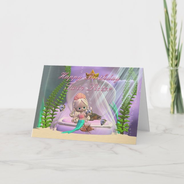 Carte d'anniversaire Twin Sister avec petite sirèn (Devant)