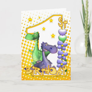 Carte d'anniversaire Twins First - Cute Dragons