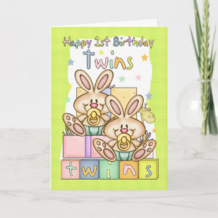 Carte d'anniversaire Twins First - Deux petits lap