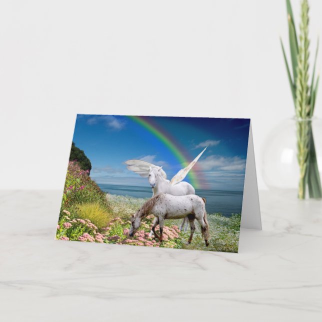 Carte d'anniversaire Unicorn et Pegasus (Devant)