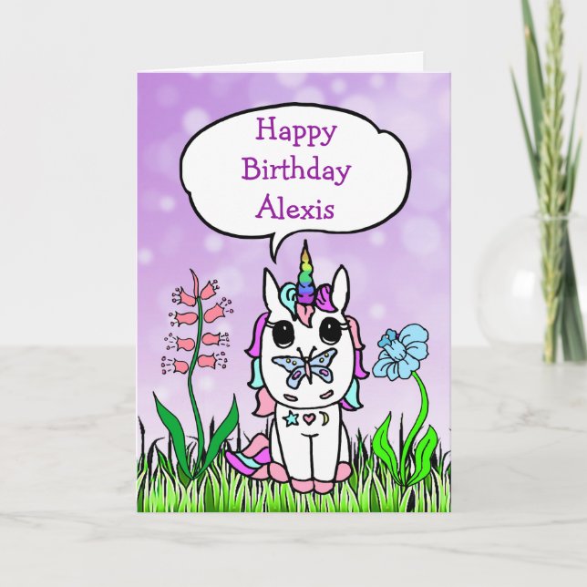 Carte d'anniversaire Unicorn personnalisée (Devant)