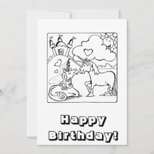 Carte d'anniversaire Unicorn Vous pouvez Couleur