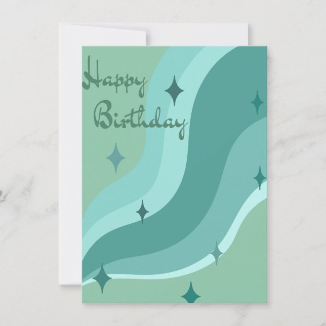 Carte d'anniversaire vague aqua (Devant)