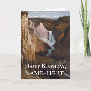 Carte d'anniversaire Vallée et cascade Vintage Loo