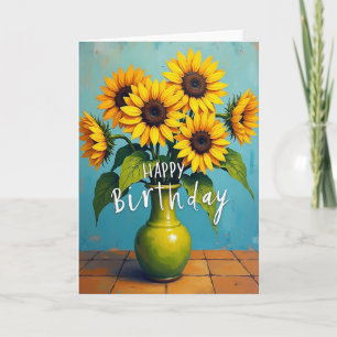 Carte d'anniversaire Vase de Fleurs Ensoleillé