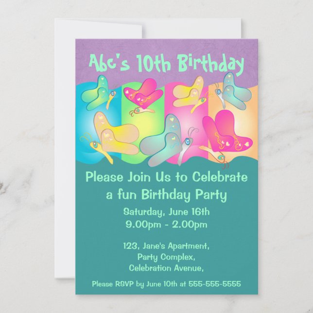 Carte d'anniversaire vibrante papillon (Devant)