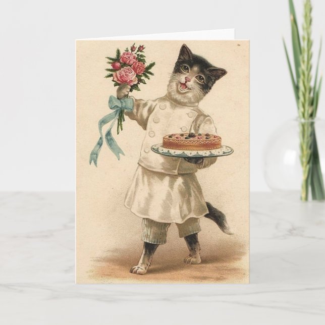 Carte d'anniversaire victorienne de chef/Baker de (Devant)