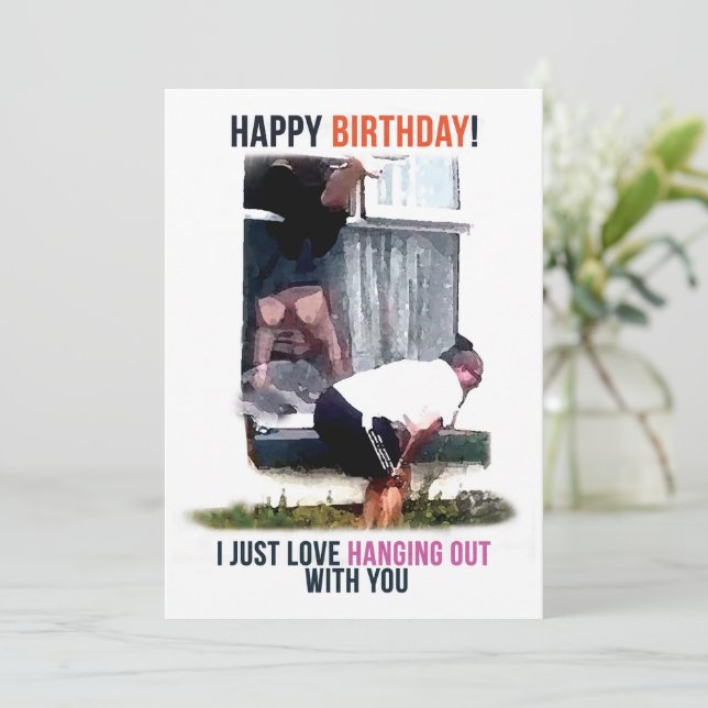 Carte d'anniversaire vidéo virale femmes fenêtre t (Debout devant)