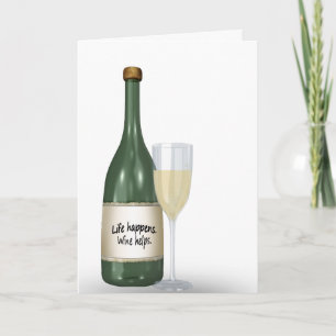 Carte d'anniversaire vin blanc et bouteille