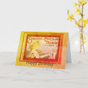 Carte d'anniversaire Vintage Ad Biscuits Chocolat
