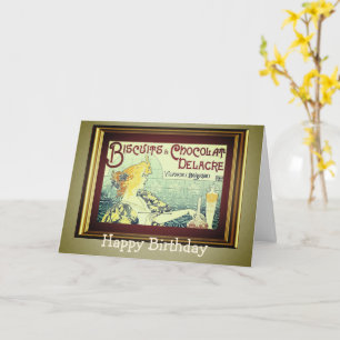 Carte d'anniversaire Vintage Ad Biscuits Chocolat
