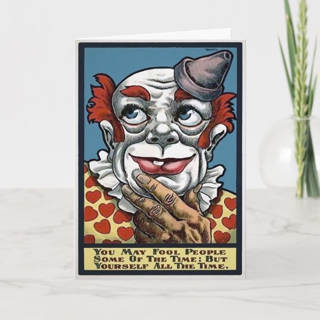 Carte d'anniversaire vintage Clown Fool (Devant)