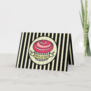 Carte d'anniversaire vintage Cupcake Tattoo