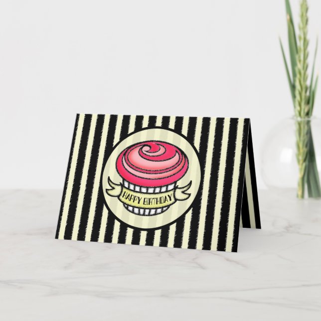 Carte d'anniversaire vintage Cupcake Tattoo (Devant)