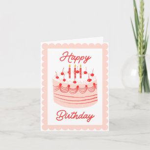 Carte d'anniversaire vintage Cute Cake