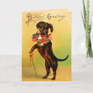 Carte d'anniversaire vintage Dachshund