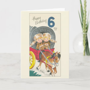Carte d'anniversaire vintage de 6 ans