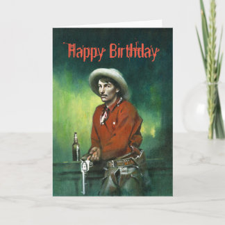 Carte d'anniversaire vintage de cowboy