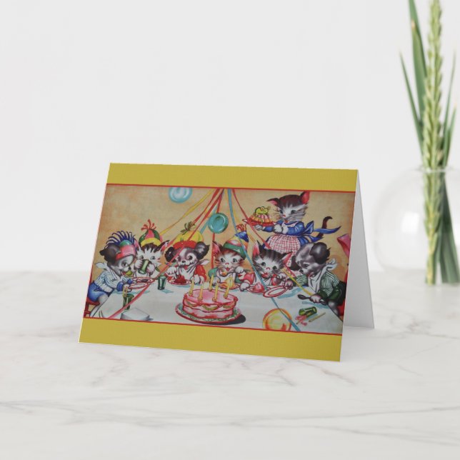 Carte d'anniversaire vintage de fête (Devant)