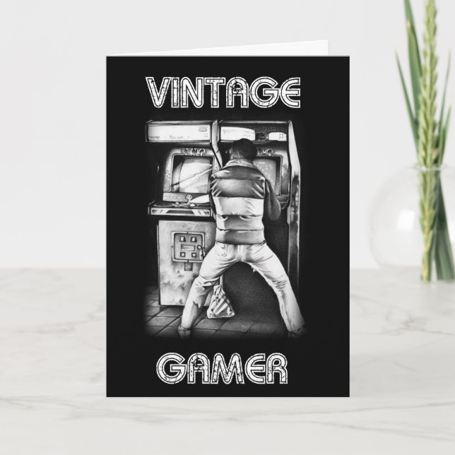 Carte d'anniversaire vintage de Gamer (Devant)