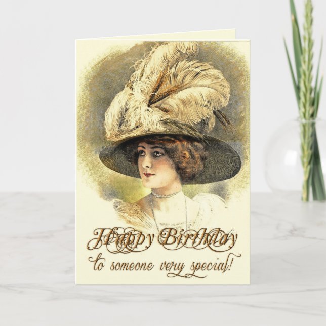 Carte d'anniversaire vintage de Madame d'Edwardian (Devant)