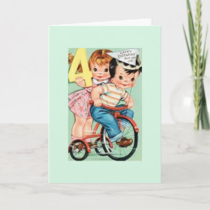 Carte d'anniversaire vintage de quatre ans