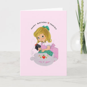 Carte d'anniversaire vintage de quatre ans