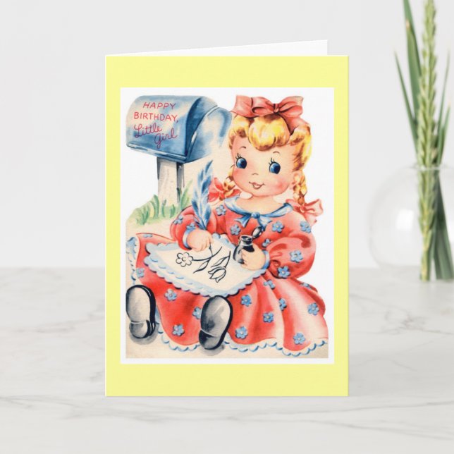 Carte d'anniversaire vintage d'enfant (Devant)