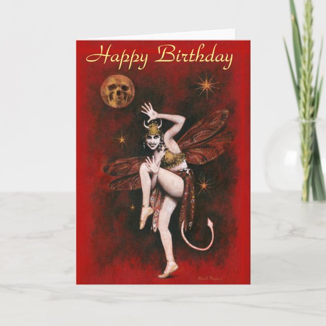 Carte d'anniversaire vintage Devil Lady (Devant)