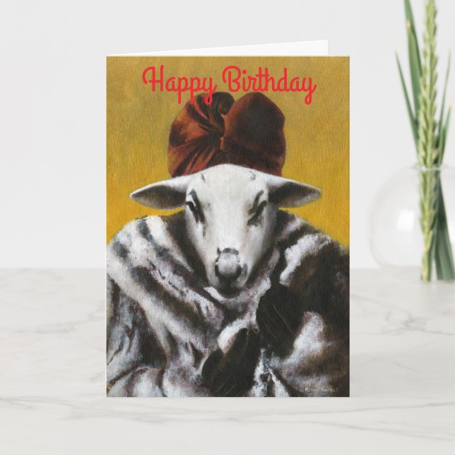 Carte d'anniversaire vintage Diva Sheep (Devant)