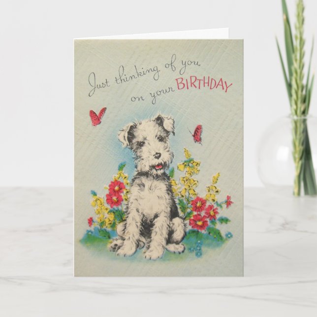 Carte d'anniversaire Vintage Dog (Devant)