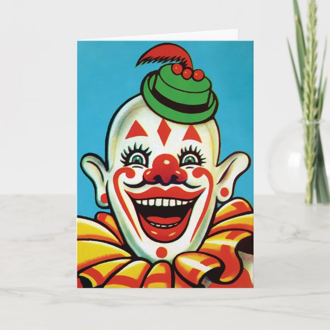 Carte d'anniversaire vintage du clown (Devant)
